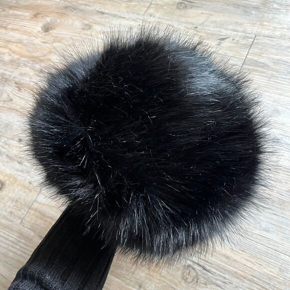 Fur Hat Russian Wintertime Black Faux Fox Fur Edwardian Nordic Goth - Picture 2 of 5